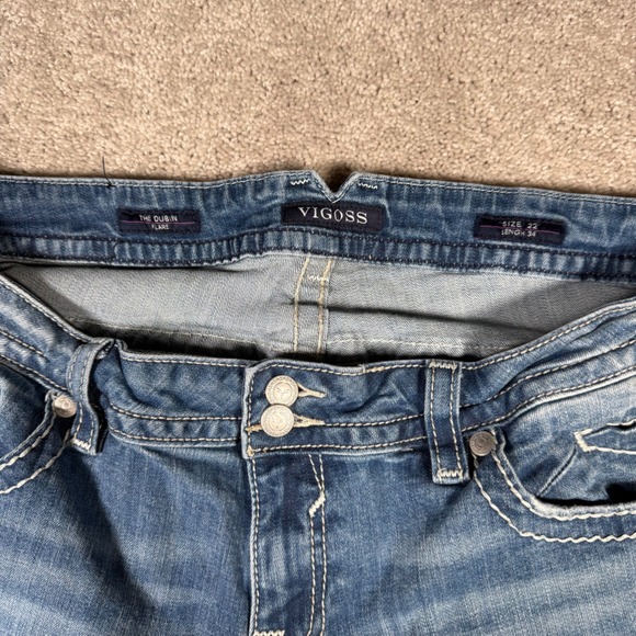 Vigoss The Dublin Flare Jeans Plus Womens 22x34 Medium Wash Distressed - Picture 8 of 14